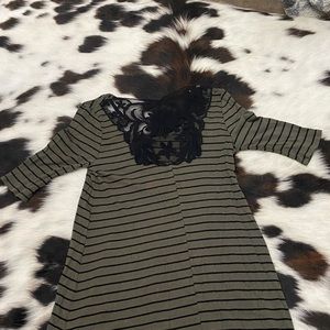 Olive w Black Stripes Dress